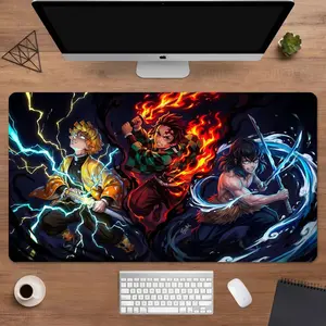 RGB Anime Mouse Pad, Kawaii Demon Slayer Desk Mat,  Tanjiro Zenitsu Giyu Desk Mat, Anime Lover Gift, Kimetsu no Yaiba Desk Decor
