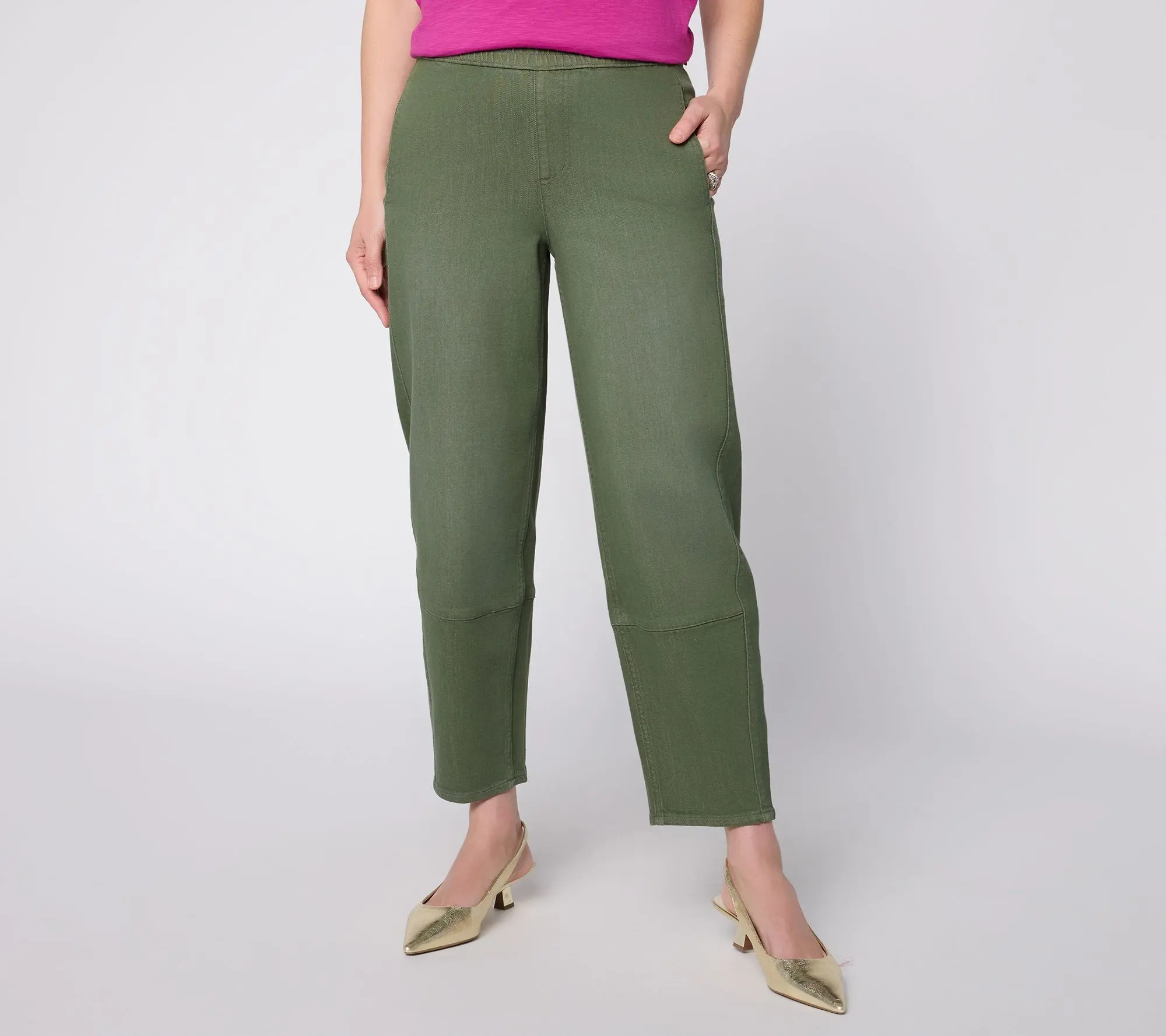 LOGO by Lori Goldstein Regular Pull on Tapered Ankle Jeans