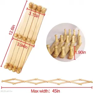 Accordion Style Expandable Wall Wooden Coat Rack 13 Hooks Hang Hats Jackets Coffee Mug Purses Necklaces Towels Cap Leash Scarves KitchenwareAB12PeakVibe