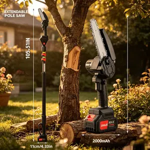 Cordless Electric Pole Saw, Rechargeable Tree Trimming Saw, Telescopic Extension Pole, Brushless Motor Powerful Cutting, Lightweight Anti-slip Grip, For Gardeners & Homeowners, Ideal For High Branch Pruning & Tree Cutting