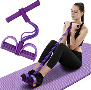 Multi-functional resistance band, 4-tube elastic yoga pedal resistance band, for waist/arm/leg training. fitness band pilates  equipment pedal resistance band 4  tube  resistance  bands Beautiful Back Shaping Posture Corrector