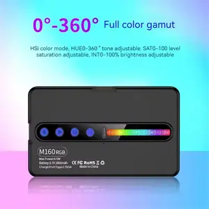New Video Light Display Camera Mini Fill Light Selfie RGB Lighting Rechargeable Adjustable Hot Shoe Mount, Portable LED Flashlight