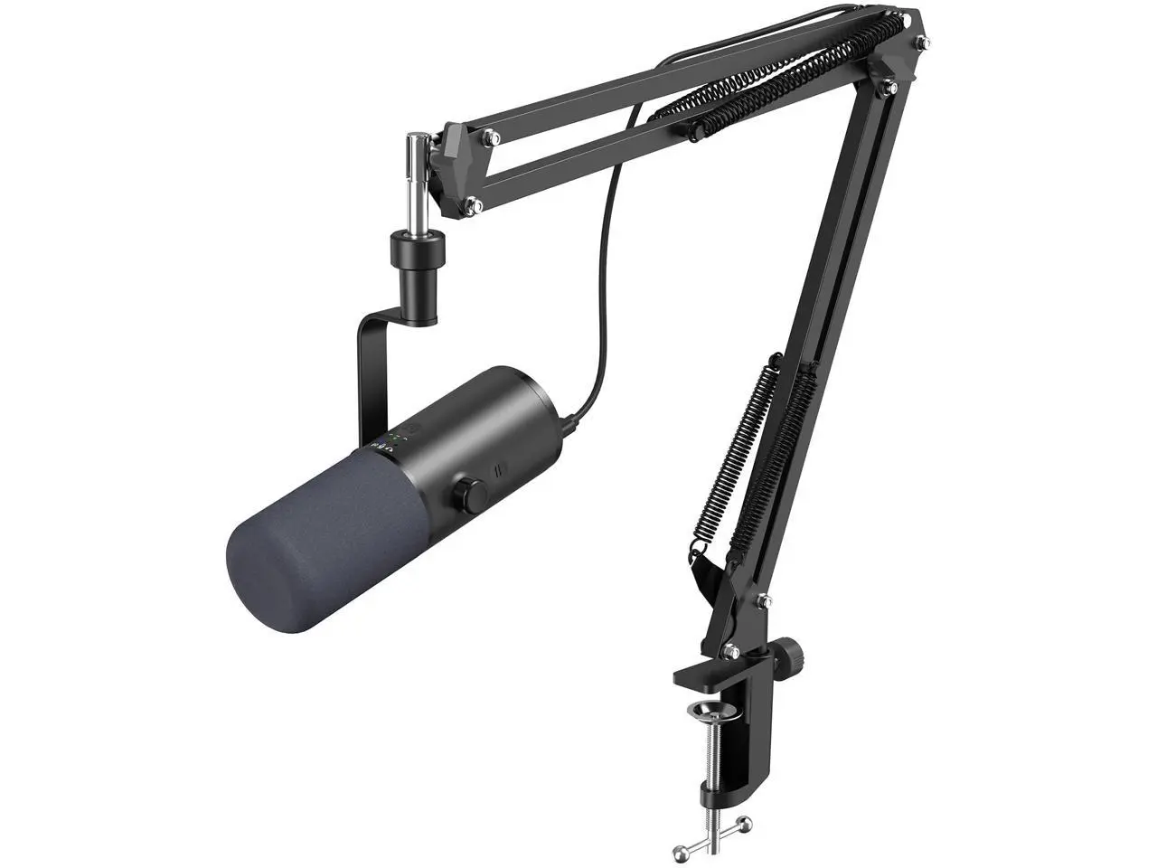 TONOR Dynamic Podcast Microphone for Studio, Cardioid XLR/USB Mic, AI Noise Cancellation, Tap Mute, 3.5mm Headphone Jack for Monitoring, Volume Control, Microfono with Boom Arm, Black, TD510 AIR H+