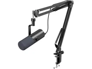 TONOR Dynamic Podcast Microphone for Studio, Cardioid XLR/USB Mic, AI Noise Cancellation, Tap Mute, 3.5mm Headphone Jack for Monitoring, Volume Control, Microfono with Boom Arm, Black, TD510 AIR H+