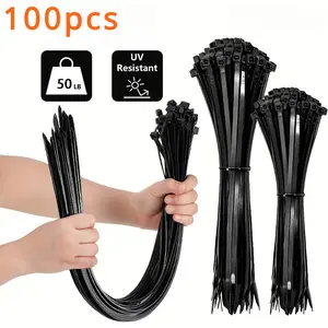 100pcs Black Cable Ties - 4 Sizes (10.01cm, 19.99cm, 30.0cm, 40.41cm) - High Tensile Strength, Uv Resistant, Self-Locking For Home & Office Wire Cord Management