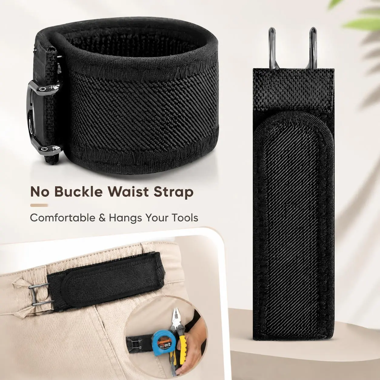 Unisex Elastic Waist Belt - Metal Hook Buckle Less Invisible Design for Work & EDC with Carabiner Father's Day Gift