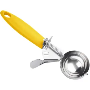 Portion Scoop #20/2 OZ Ice Cream Scooper Muffin Scoop Disher Yellow Handle for Portion Control Cookie Dough Muffin Cupcake Batter Ice Cream Mashed Potatoes