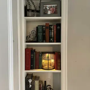 Wisdom Rings Book Repository Wooden Book Nook Do It Yourself Buildable Set - Hand-Assembled 3D Puzzle, Vintage Renaissance-Victorian Style Wood Projects, Adult Building Toy, Handmade Gifts, House Decoration Wooden Shelf Decor, US Shipping Craft