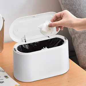 Mini Trash Can with Lid Removable Small Garbage Can, Tiny Plastic Trash Bin, Pop Up Countertop Wastebasket, Counter Garbage Lint Bin for Bathroom,Office,Kitchen,Desk