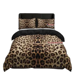 3pcs Leopard Print Bedroom Bedding Set, 1 Duvet Cover + 2 Pillowcases, No Padding, Zipper Closure, Luxury Home Textiles