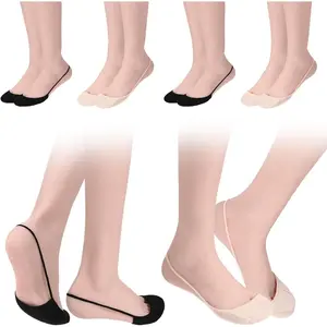 6 Pairs Toe Topper Socks for Women, Ultra Low Cut Liner Socks Ball of Foot Cushion Socks No Show Socks with Sling Back Half Socks for Heels(Beige, Black)