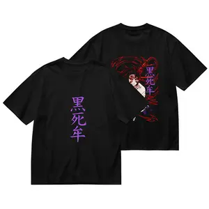 Anime Demon Slayer Kokushibo Double Sided Print T Shirts Men Women Cartoon Fashion Oversized Streetwear Male Casual T-shirt Tops