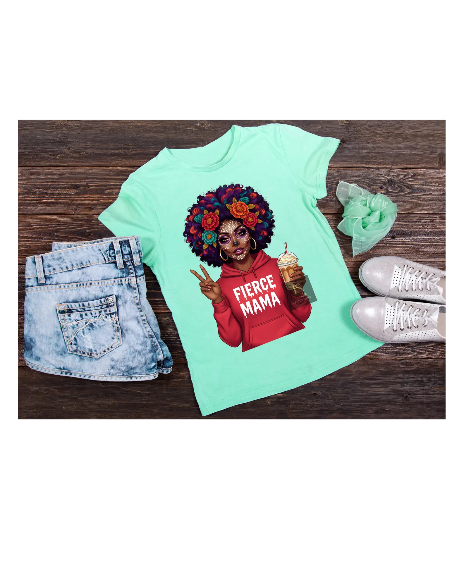 Fierce Mama DTF Print Vibrant Full Color Long Lasting Crack Resistant Wash Safe Easy Application Heat Press or Home Iron Suitable for Various Fabrics