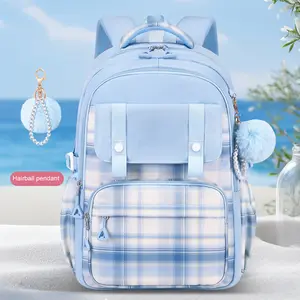 School Bag Travel Outdoor Activities Storage Bag Student Backpack with Plush Doll Pendant Multi Compartments Large Capacity Sweet Color Waterproof Pupil School Bag Travel Outdoor Activities Storage Bag