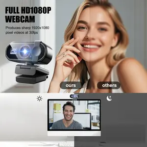 1080P Web Cam with Microphone Streaming Webcam with Privacy Cover, 120° View, Plug & Play, Computer Camera for Windows/MacOS/Linux, for Video Conferencing/Gaming/Conferences