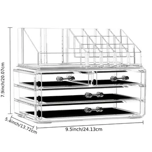 Acrylic Clear Dustproof Makeup Storage  Drawers Large Skin Care Cosmetic Display Cases for Bathroom Stackable Storage Box with 3 Drawers 9.5x5.4x7.9 inches trinket trade box storage organization bedroom storage trinket trade box perfume