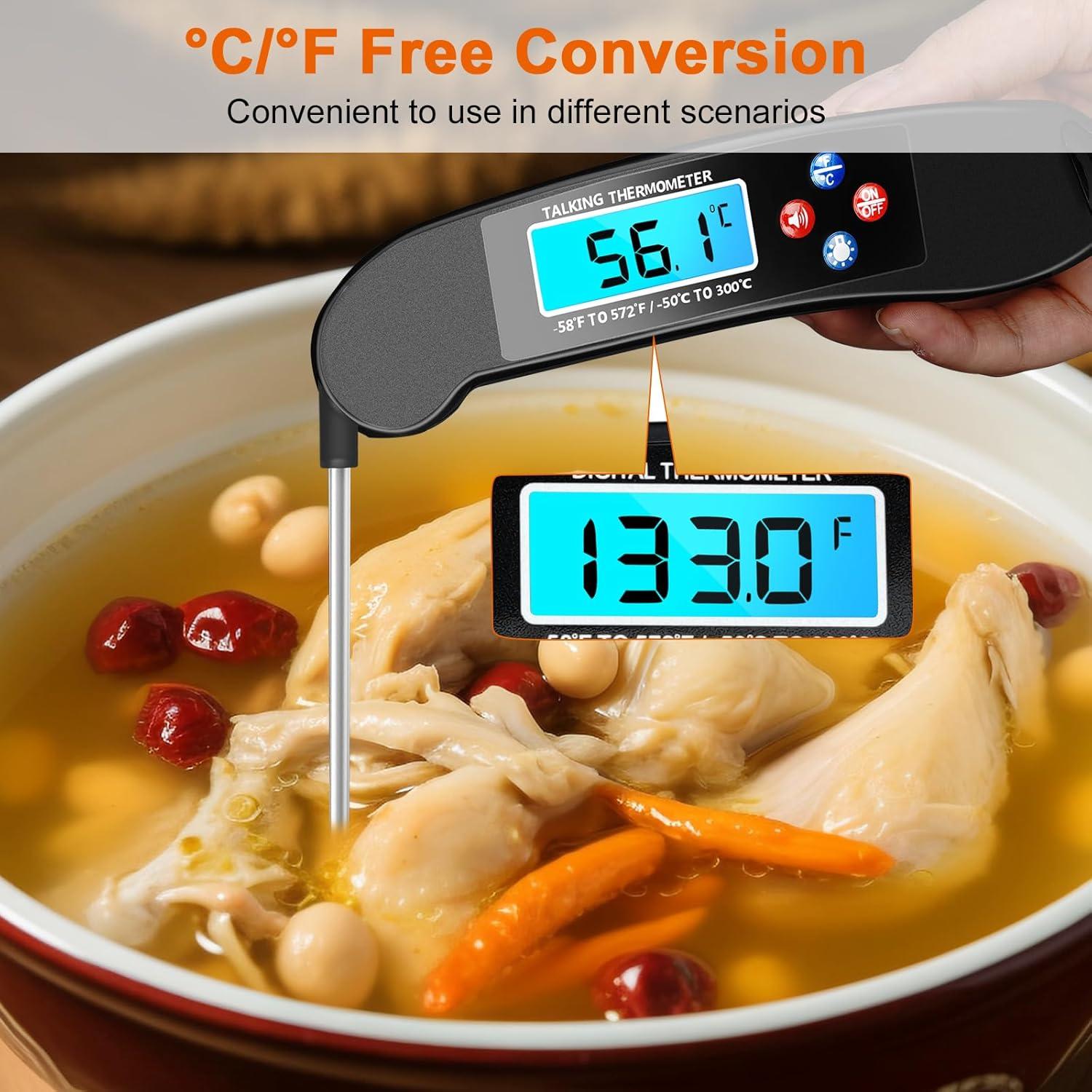 Digital Display Temperature Meter, 1 Count Electronic Measuring Thermometer, Food Kitchen Oil Thermometer, Electronic Probe BBQ Baking Temperature Pen Meter