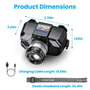 1Pc Motion Sensor LED Headlamp Zoomable Headlamp Flashlight Waterproof Outdoor Emergency Headlight With 3 Lighting Modes