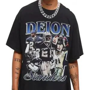90s Graphic Style Deion Sanders cowboys T-Shirt Deion Sanders Shirt Unisex Cotton Tee Streetwear Casual Round Neck Cotton Crewneck Shortsleeve Clothe Menswear Tops Man Tshirt T-Shirt