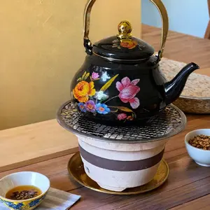 Vintage Enamel Mirror Surface Water Kettle, Nordic Style Retro Tilting Mouth Jug, High Capacity Heat Resistant Multi-Functional Tea Pot Teapot