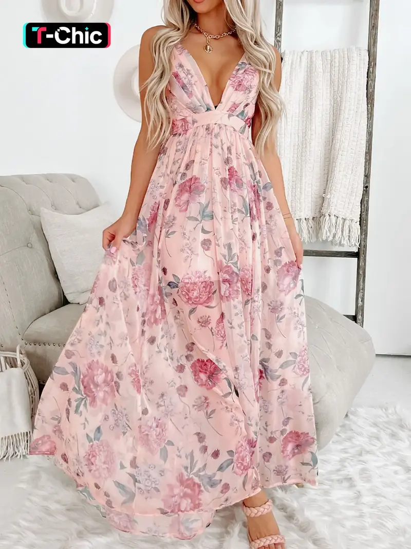 pink floral wedding guest dress - TikTok Shop