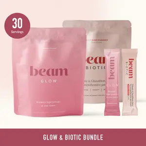 Beam Glow + Biotic Duo — 30 Single-Serve Sticks for Hormone Balance & Gut Health (Strawberry Kiwi + Mixed Berry)