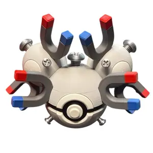Magneton Inspired 3D Printed Poke Ball Collectible with Red Blue Accents and Detailed Design