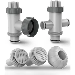 Above Ground Pool Parts Kit, Replacement Pool Pump Part with Split Plunger Valve, Plunger Valve, 1.5" Inlet Water Nozzle, 1.25" Outlet Strainer, Pool Hose Adapter