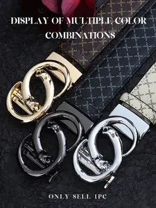 Trendy New Men's Street Style Belt Fashion Dual Head Leopard Buckle Genuine Leather Waistband Casual Versatile Daily Commute Youth Belt