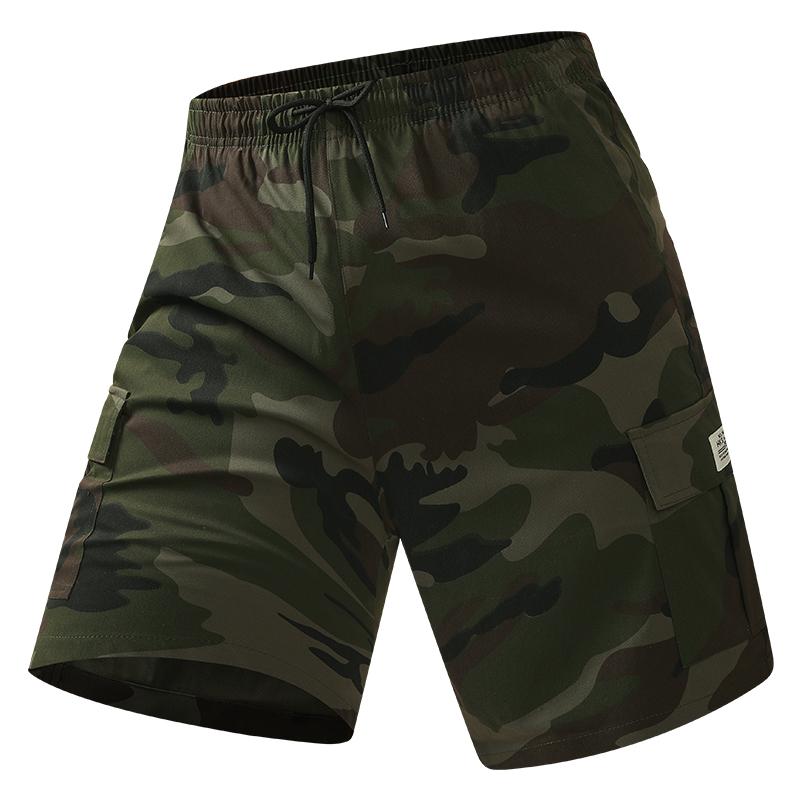 Camouflage Twill Pocket Shorts Three-Piece Set Men's Casual Khaki Green Black Trousers Suitable For Daily Wear Outfit Menswear mens shorts shorts for summer essential shorts bop shorts Breathable Drawstring Shorts streetwear sport
