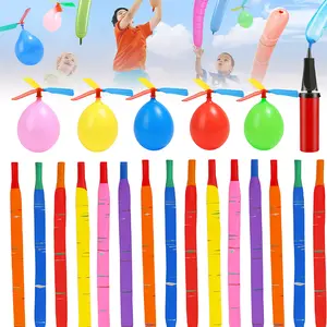 100pcs Colorful Giant Rocket + 5 helicopter balloons-Shape Whistling Flight Balloons with Pump, Outdoor Play Supplies for Kids’ Party Decorations
