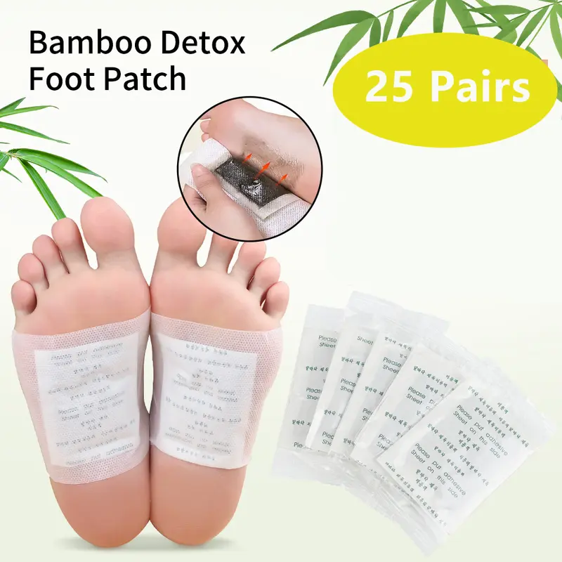 Beauty & Personal Care Bamboo Detox Strips - 25-Pair Adhesive Herbal Extract, Oil & Vitamin Foot Patches with Mineral for Adults, Deep Cleanse Hand & Foot Care Wellness Support