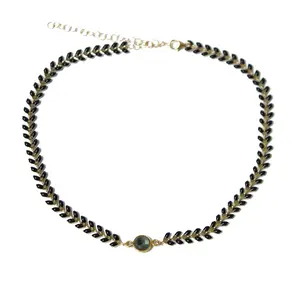 Black Wheat Choker with Stone | Kaimu