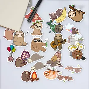 Stickers Pack 20 Pcs Cute Aesthetic Colorful Water Sloth Skateboard Waterproof Vinyl Bottle Car Bike Bumper Laptop Luggage Guitar