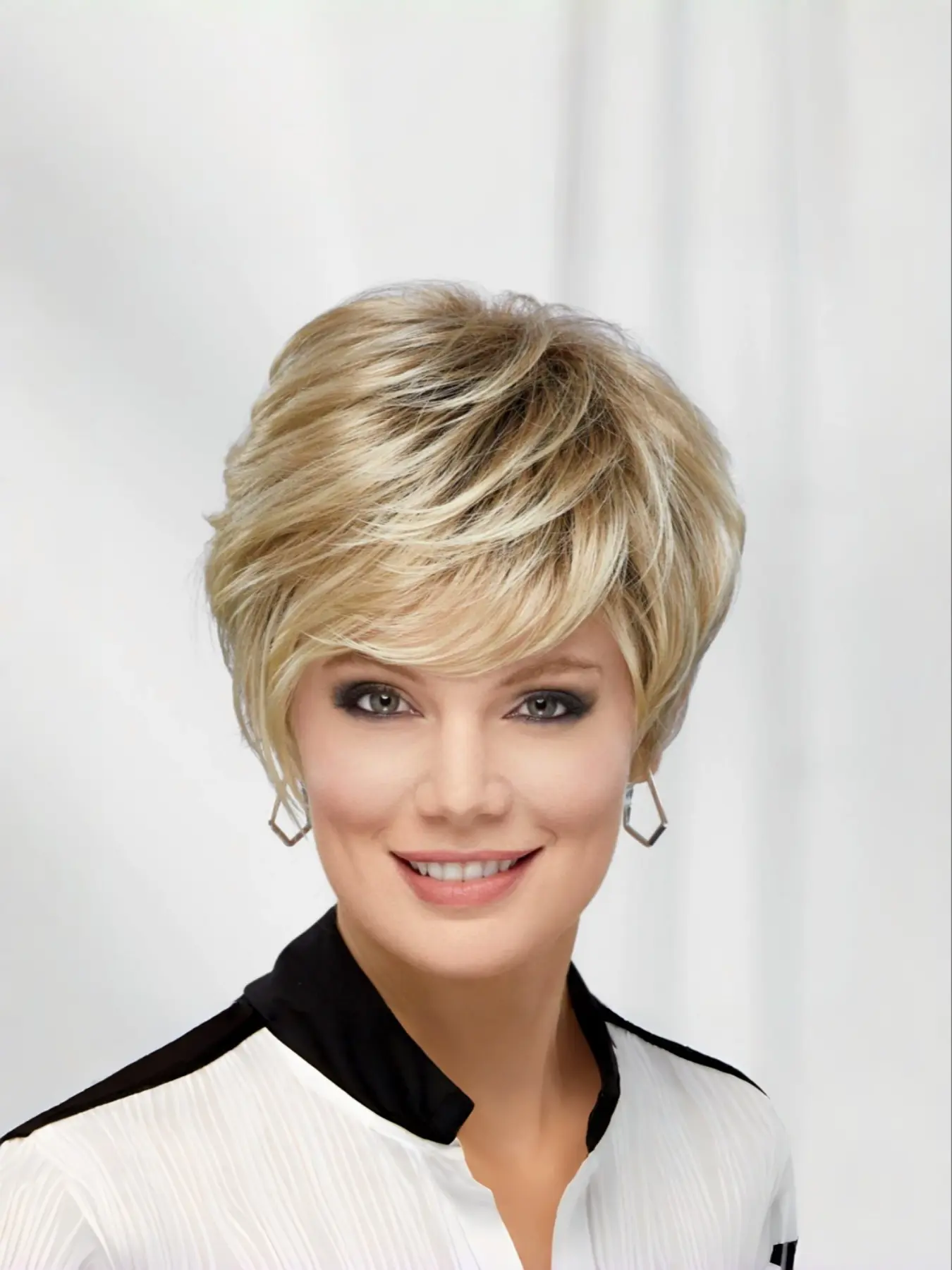 Highlight Blonde Short Curly Wigs for Women, Pixie Cut Wig, Heat Resistant Synthetic Short Hair Wig with Bangs, Synthetic Machine Wigs, Synthetic Material Wigs, Curled Wig, Artificial Wig