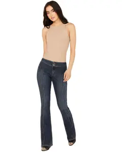 Shyanne Women's Cliffrose Medium Wash Mid Rise Stretch Bootcut Jeans - Swfa23j38