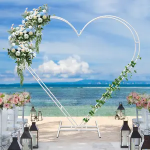 White Metal Garden Arch, Wedding Arch Backdrop Stand, Heart Shape Arch Stand for Birthday Party Ceremony Anniversary Decor Banners