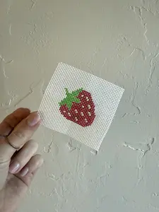 Needlepoint Strawberry Bag Charm 14 Mesh Hand Painted Canvas