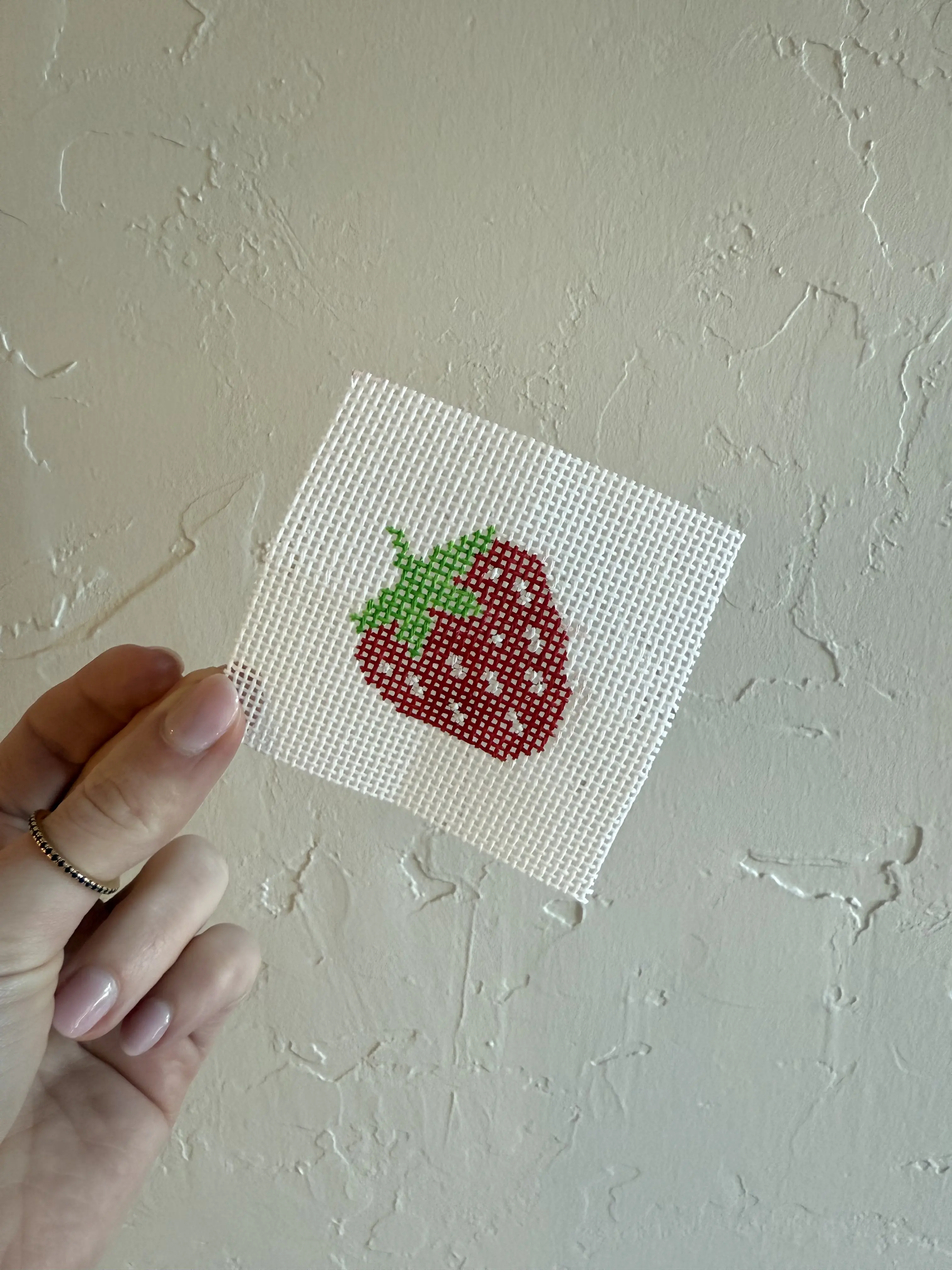 Needlepoint Strawberry Bag Charm 14 Mesh Hand Painted Canvas