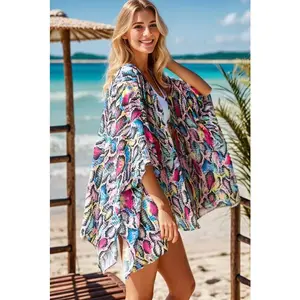 Full Size Multi Color Snake Open Cardigan