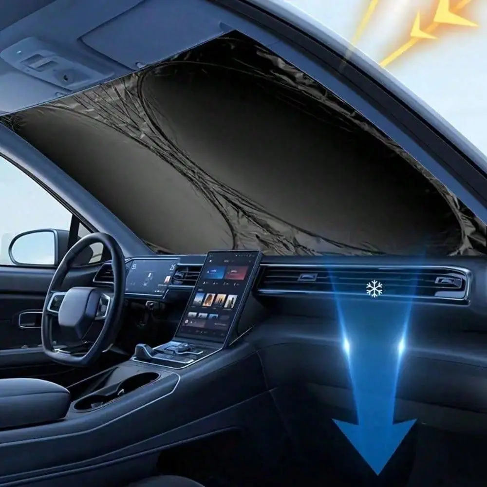 Car Window Sunshade Cover, Sun Shade Windshield Visor Protector, Windscreen Folding Auto UV Protection Curtain, Styling Accessories