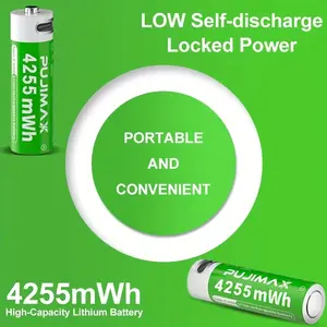 4-Pack 4255mWh USB-C Rechargeable AA Lithium Batteries, 1.5V Constant Output, 1500+ Cycles, Pre-Charged, Long-Lasting Power for Remotes, Toys, Clocks, Flashlights