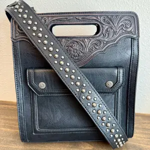 Montana West Concealed Carry Tooled Studded Crossbody/Tote Handbag