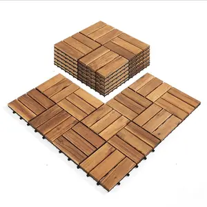 Acacia  Interlocking Deck Tiles  Set of 9 count, 12"x12",  Outdoor Patio Flooring, Weather-Resistant Wooden Tiles for Balcony, Backyard, Indoor & Outdoor Use ()