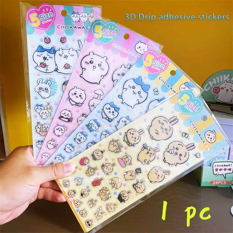Japanese Anime Cartoon Creative Drip Glue 3D Stickers, Four Styles, Cute Rabbit Cat Hamster Stickers, DIY Decoration Stickers, Durable Adhesive Stickers, Bunny Stickers, Scrapbooking Stickers, Scrapbook Accessories