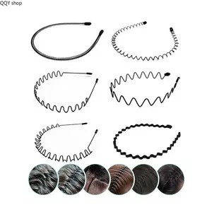 6 Pcs Men's Solid Wavy Zigzag Hair Bands, Minimalist Non-Slip Thin Head Straps, Elastic Sports Headbands, Lightweight Daily Accessories for Workout, Running, Fitness, Casual Daily and Outdoor Use