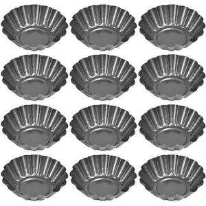 12 count Mini Tart Pans, Carbon Steel Egg Tart Molds, Non Stick Mini Tarts Tins, Cupcake Cake Muffin Mold Tin Pan for Pies, Cheese Cakes, Desserts, Egg Tart(2.6 x 0.9inch)