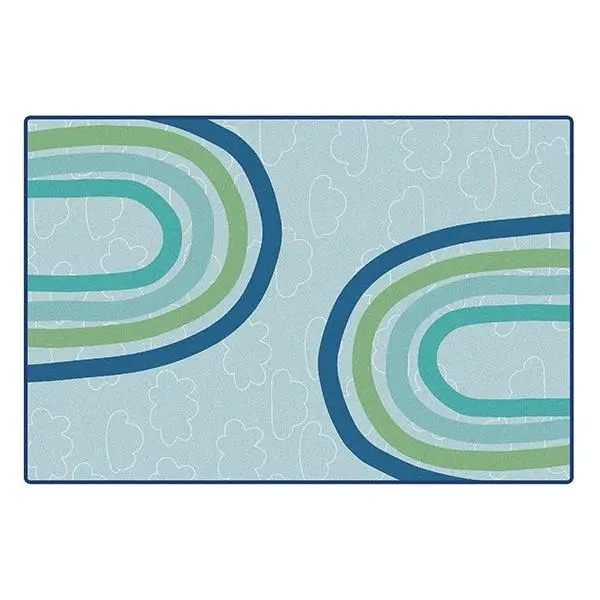 Carpets for Kids KIDSoft Large Rainbows Classroom Rug, Rectangle, Green