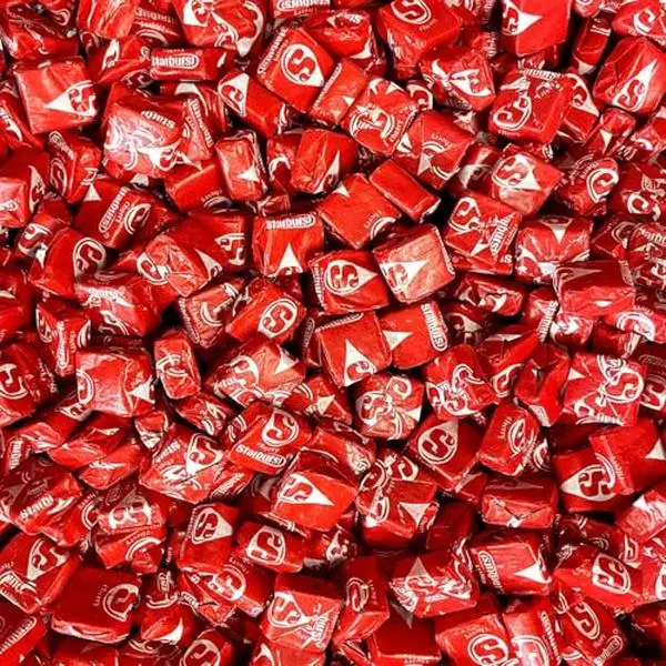 Star Bursts Cherry Chewy Candy - 1 LB, Single Flavor Red Soft Original Fruit Chews Candy, Individually Wrapped Bulk Candies, 16 Oz