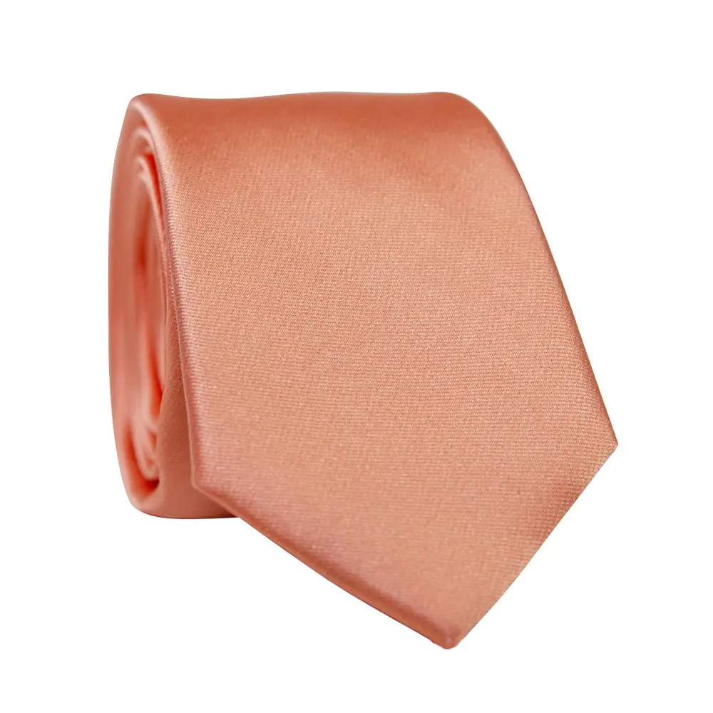 Solid Peach Satin Tie
